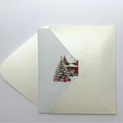 Enchanting 3D Pop-Up Christmas Village Greeting Card – Snowman, Reindeer & Festive Fir Trees