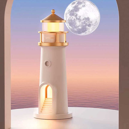 3 in 1 Lighthouse Moon Projector Lamp, Bluetooth Speaker, White Noise Ocean Sound Night Light