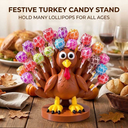 Thanksgiving Turkey Lollipop Holder, 3D Printed Turkey Candy Lollipop Stand for Thanksgiving Table Decor