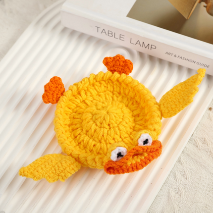 Handmade Crochet 3D Animal Coaster Cute Knitted Round Mug Rug, Heat Resistant Drink Cup Mat for Home Table Decor