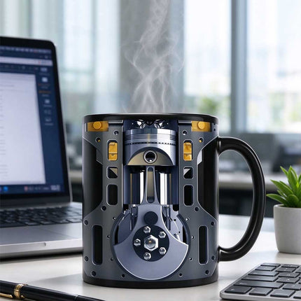Mechanic Engine Ceramic Coffee Mug 350ml, Engine Block Shape Tea Cup