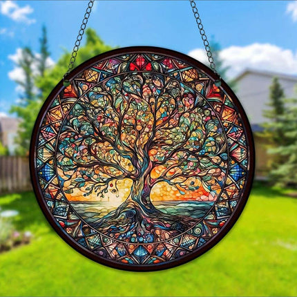 3 Pcs Tree of Life Acrylic Hanging Ornament Indoor Outdoor Home Garden Wall Art Decor