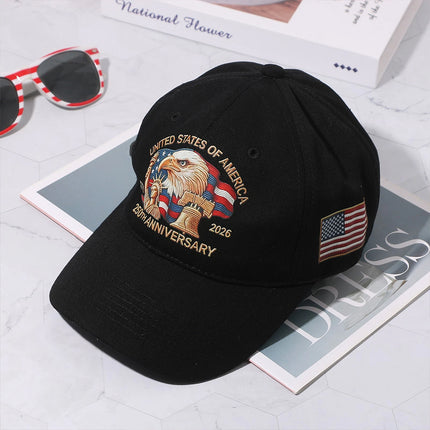 USA 250th Anniversary Adjustable Baseball Cap - Black