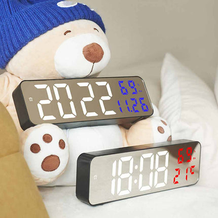 Led Digital Wall Clock Large Screen Time Temperature Humidity Display Clock