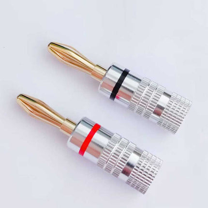 8-Piece Professional HiFi Banana Plugs 24K Gold-Plated (Red & Black, Pro-Grade Quality)