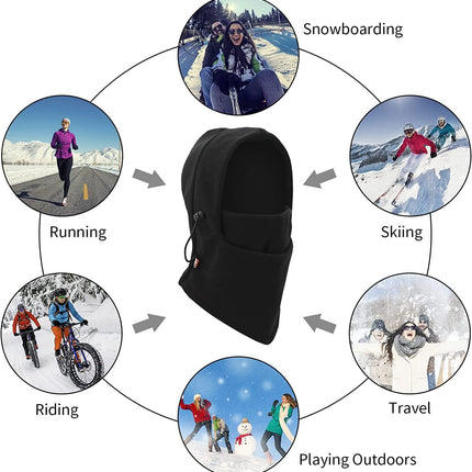 Double Layer Fleece Winter Ski Hood Windproof Warm Outdoor Cap