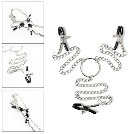 Adjustable Breast Metal Nipple Chain Clamps BDSM Toys Restraints