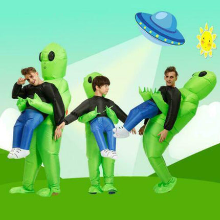 Halloween Green Scary  Alien Inflatable Costume Blow Up Party Dress Pump Gift