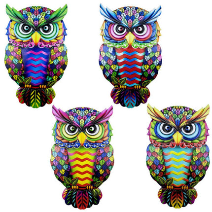 4PCS Magnetic Metal Owl Wall Decor Garden Fence Hanging Art Ornament