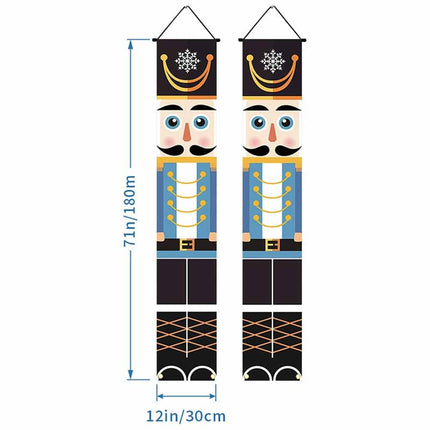 1.8M Nutcracker Soldier Door Banner Set, Merry Christmas Xmas Front Door Hanging Decoration