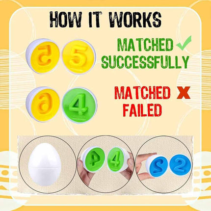 6 Pack Matching Shape Eggs, Montessori Sensory Colour Sorting Puzzle Toy for Toddler Babies
