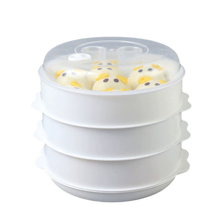 Multi-Layer Plastic Steamer Basket for Microwave, Heat Resistant Large Capacity
