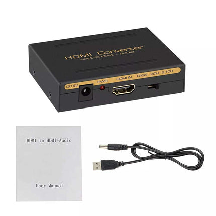 4K 60Hz HDMI to HDMI & Optical SPDIF+RCA L/R Audio Splitter Extractor Converter