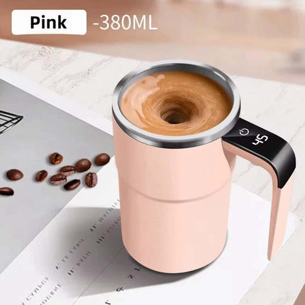 Pink Self Stirring Coffee Mug for Women, Electric Magnetic Rechargeable Auto Mixing Cup for Coffee Tea