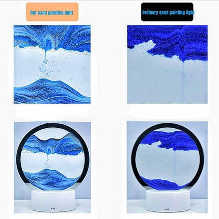 3D Moving Sand Picture LED Quicksand Table Lamp Sandscape Hourglass 16 Colours
