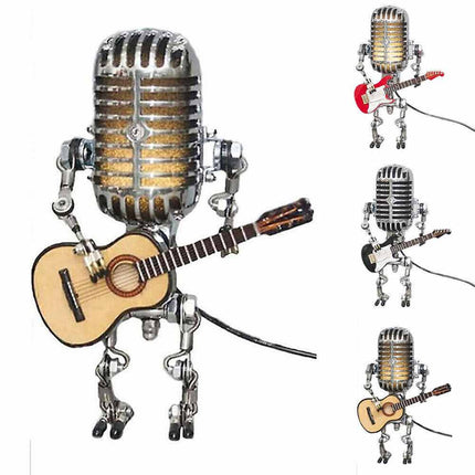 Microphone Robot Lamp with Guitar Lights Table Desktop Decorations USB Charging