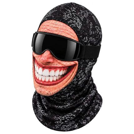 3D Funny Face Balaclava Ski Mask, Winter Windproof Full Face Cover for Motorcycle Cycling Outdoor Sports