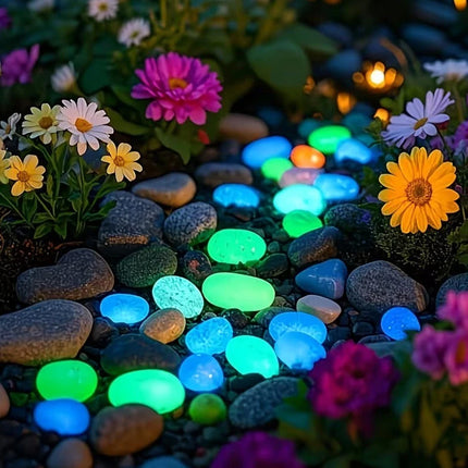 200PCS Glow In The Dark Pebbles, Luminous Garden Stones for Outdoor Yard Decor & Gift