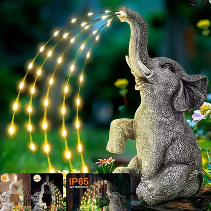 Elephant Statue Solar Light Garden Decor Resin Figurine Solar Powered Yard Patio
