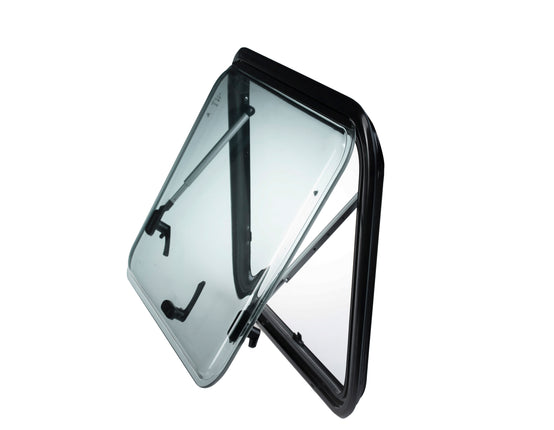 RV caravan EuroProVision push out window locking handle with strut attachment