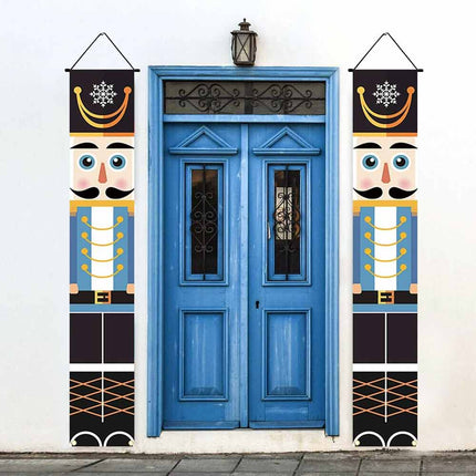1.8M Nutcracker Soldier Door Banner Set, Merry Christmas Xmas Front Door Hanging Decoration