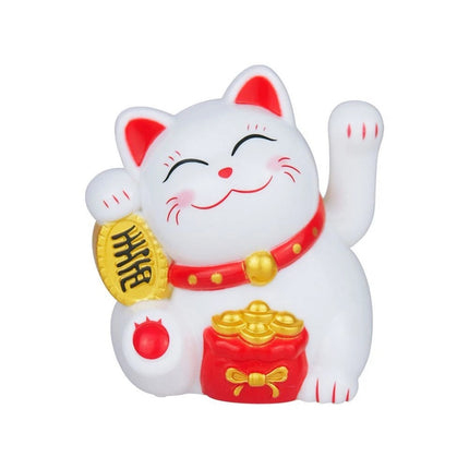 Solar Powered Chinese Maneki Neko Lucky Waving Beckoning Fortune Gift Cat Decor