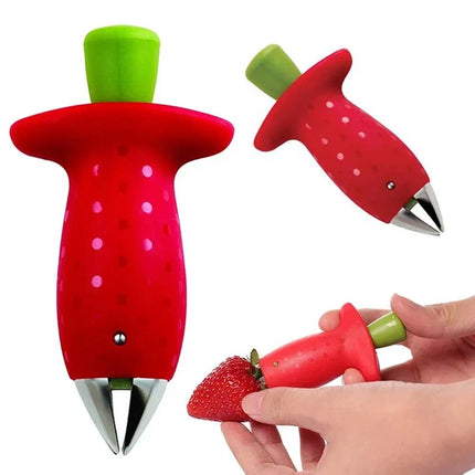 Strawberry Slicer Cutter Strawberry Corer Huller, Fruit Leaf Stem Remover Tool for Kitchen