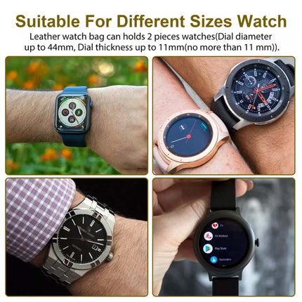 Portable Zipper Watch Storage Leather Case