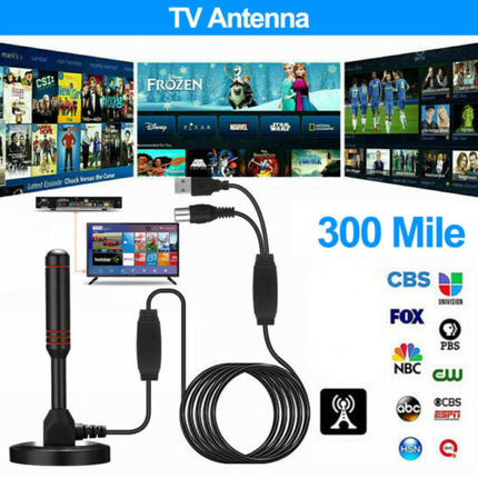 TV Antenna Digital 300 Mile Range Indoor Outdoor HDTV Amplifier Signal Booster