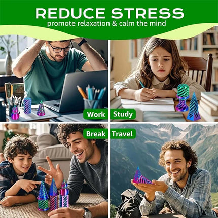 6 Pack 3D Printed Spiral Cone Fidget Toys, Impossible Pass-Through Stress Relief & Anxiety Toy