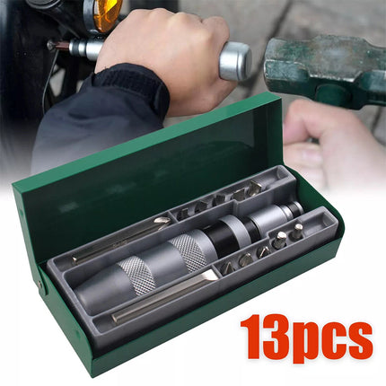 13PCS Manual Impact Driver Set - Handheld Hammer Strike Screwdriver for Tight Screw Removal