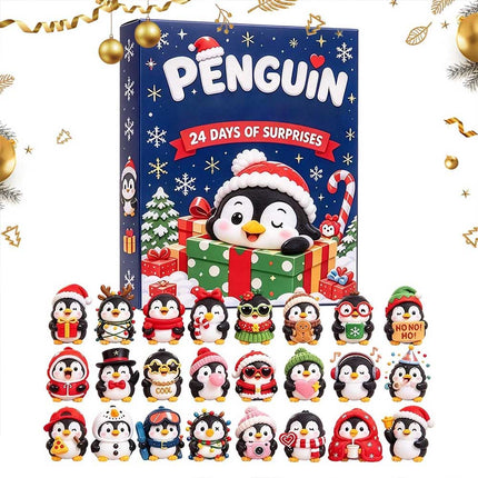 24 Day Christmas Advent Calendar 3D Penguin Animal Figures Xmas Countdown Decor