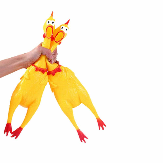 Squeaker Funny Screaming Chicken Toy Squeeze Rubber Chew Dog Bite Shrilling Pet