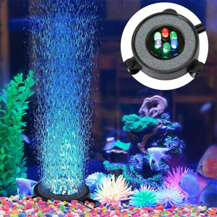 Air Stone Disk Aquarium Bubble LED Light 7 Color Changing Fish Tank Lights Lamp