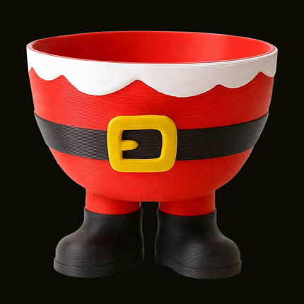 Red Printed Christmas Feet Bowl – Santa & Elf Designed Candy Holder, Cute Christmas Candy Display Bowl