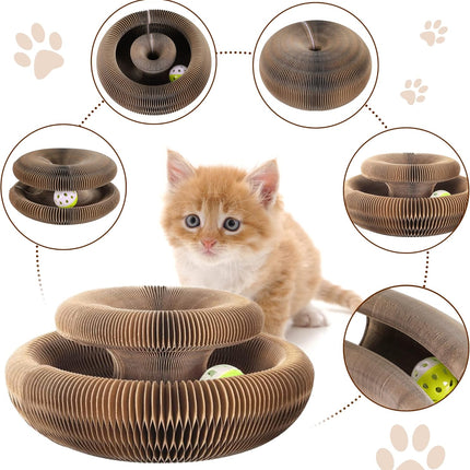 Magic Organ Cat Scratching Board Cat Ball Adventure with Toy Ball Bed Foldable