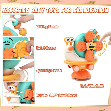 4 in 1 Baby Fidget Spinner Snail Windmill Set Suction Cup Infant Fun Bath Toy
