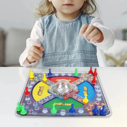 Pop and Hop Dice Board Game, Classic Ludo Family Game for 2-4 Players Interactive Tabletop Toy