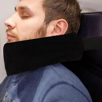 Travel Neck Support Pillow with Head Strap, Portable Airplane Head Rest, 1pc