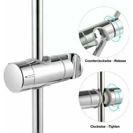 Adjustable Bathroom Shower Riser Rail Head Holder Hose Slider Clamp Bracket