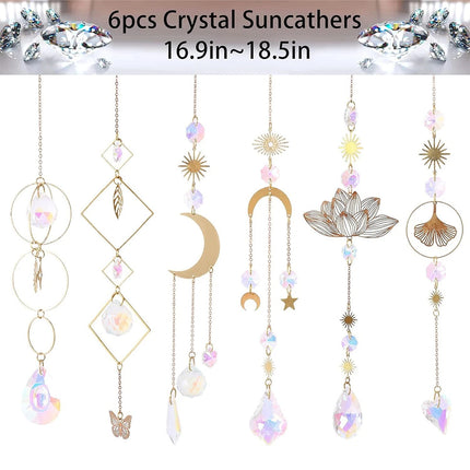 6PCS Lotus Sun Catcher Crystal Light Witchy Suncatcher Prism Rainbow Window Hanging