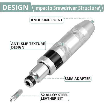 13PCS Manual Impact Driver Set - Handheld Hammer Strike Screwdriver for Tight Screw Removal