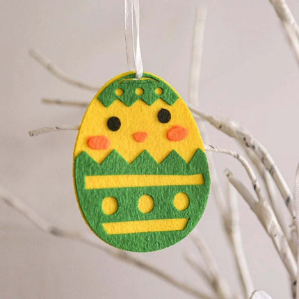 24Pcs Easter Felt Eggs Hanging Decoration, Chicks & Bunny Design, Home Party Ornament
