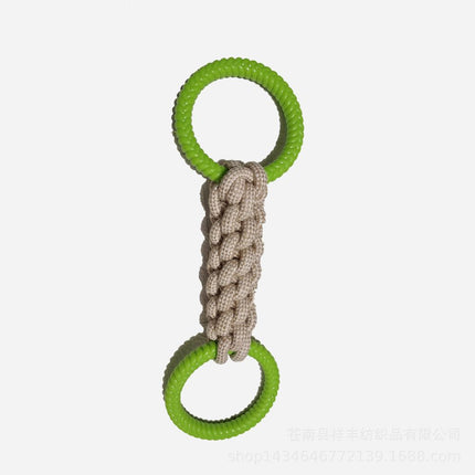 Durable Cotton Rope Dog Tug Toy with Rubber Ring, for Large Dogs