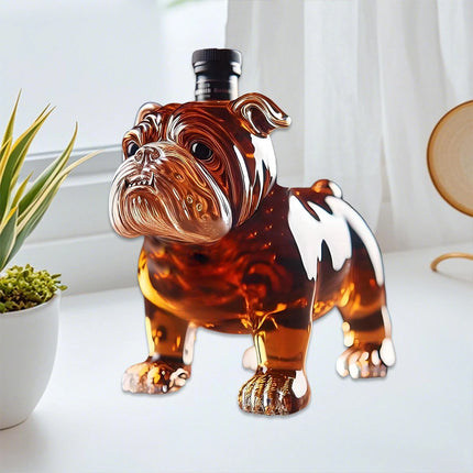 Novelty Bulldog Shaped Whiskey Decanter Unique Liquor Bottle