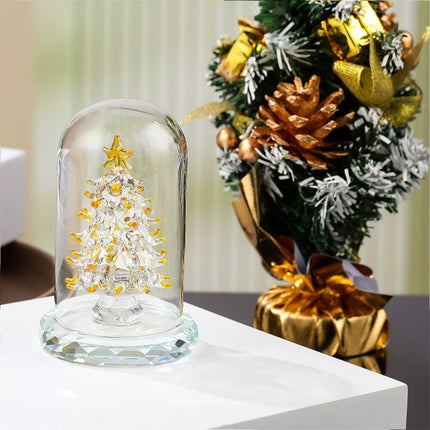 Cute Crystal Tree Figurine , Christmas Miniature Tree Home Decor with Protective Cover