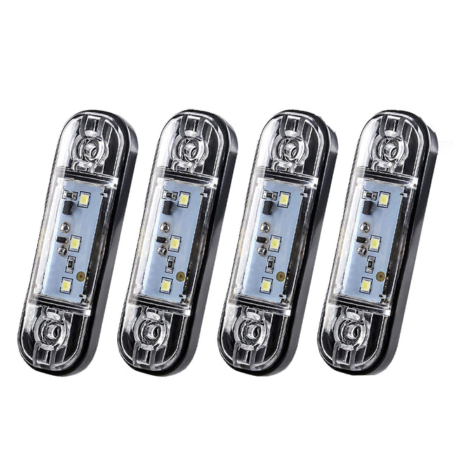 4X 3LED CLEARANCE LIGHTS SIDE MARKER LAMP WHITE TRAILER TRUCK CARAVAN 12V/24V