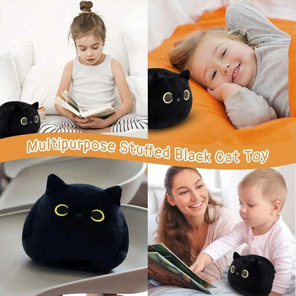 25cm Black Cat Plush Adorable Soft Stuffed Kitten Toy, Sweet Kawaii Plushie Gift
