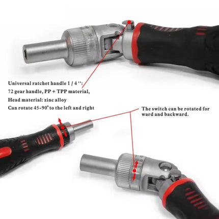 61-Piece Screwdriver Bit & Socket Set: 1/4-Inch Hex & Torx Bits, Plus Right-Angle Ratchet