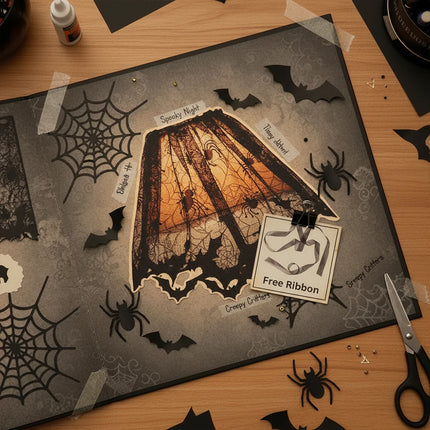 Halloween Lace Cobweb Lamp Shade Cover with Spider, Gothic Fireplace Party Decor, No Lamp Included